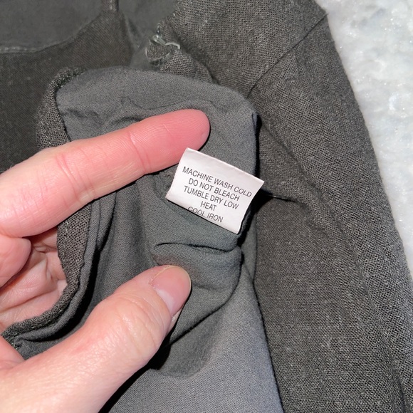 Kylie & Kendal Slit Linen Mini Dress Olive - Picture 6 of 7